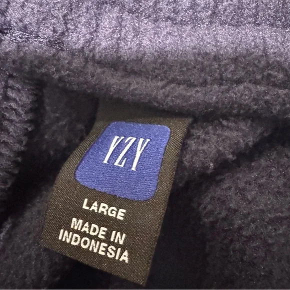 Yeezy Gap Polar Fleece Joggers Wide Leg Zip Ankle Navy BlueSz L NWT